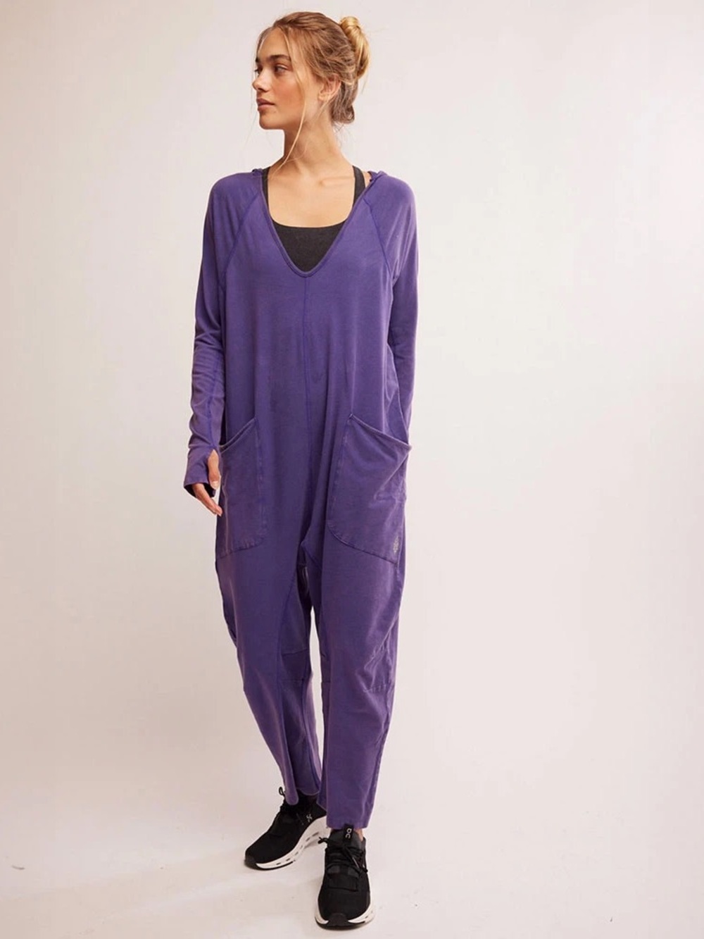 Free People Hot Shot Long Sleeve Onesie Jumpsuit Purple